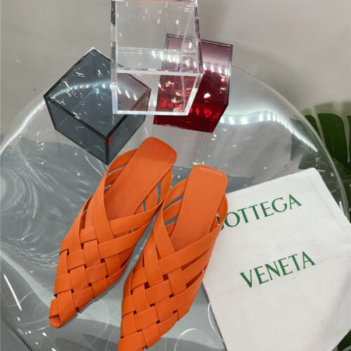 High Quality Luxury Bottega Veneta Square Toe Flat Woven Slides – Style 08166
