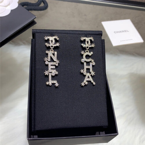 High Quality Luxury Chanel Letter Crystal Earrings