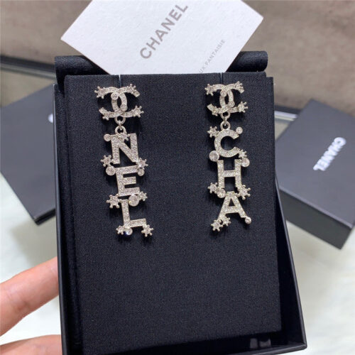 High Quality Luxury Chanel Letter Crystal Earrings product detail