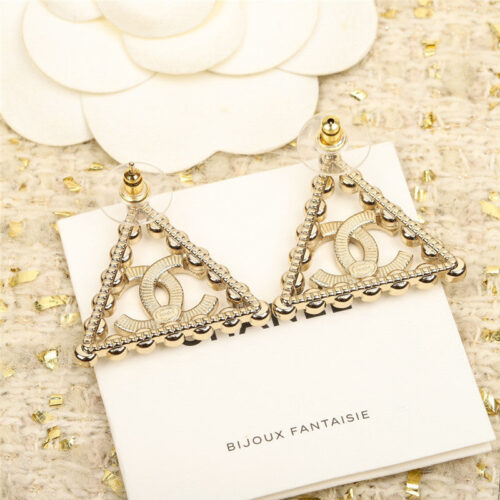High Quality Luxury Chanel Triangle Double C Earrings – Style 50530 product detail