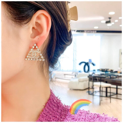 High Quality Luxury Chanel Triangle Double C Earrings – Style 50530 alternate view