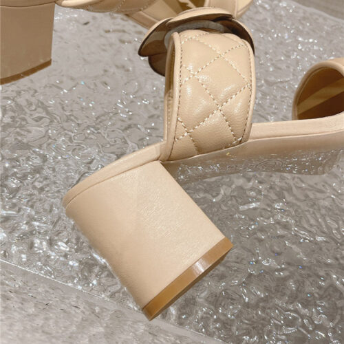 High Quality Luxury Chanel Chunky Heel Camellia Sandals – Style 02726 product detail