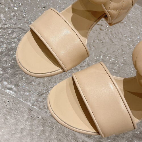 High Quality Luxury Chanel Chunky Heel Camellia Sandals – Style 02726 product detail