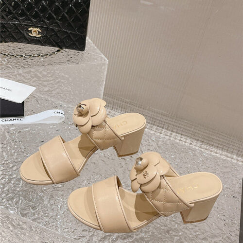 High Quality Luxury Chanel Chunky Heel Camellia Sandals – Style 02726
