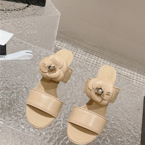 High Quality Luxury Chanel Chunky Heel Camellia Sandals – Style 02726 alternate view