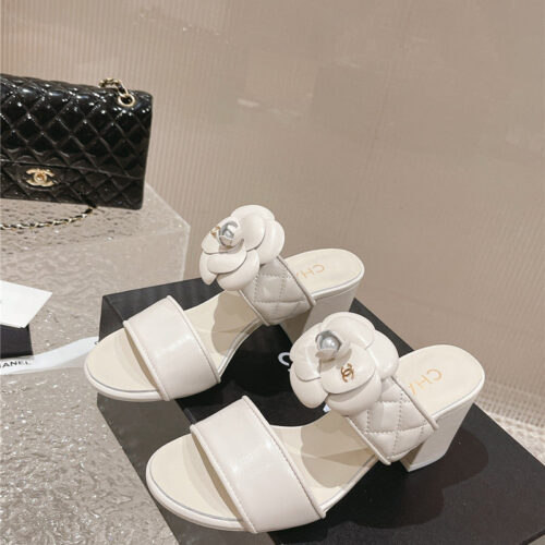 High Quality Luxury Chanel Chunky Heel Camellia Sandals – Style 71654 alternate view