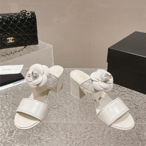 High Quality Luxury Chanel Chunky Heel Camellia Sandals – Style 71654 product detail