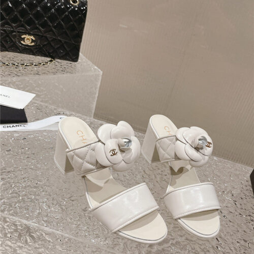 High Quality Luxury Chanel Chunky Heel Camellia Sandals – Style 71654