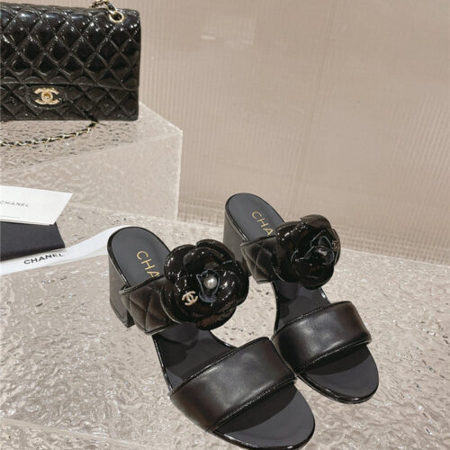 High Quality Luxury Chanel Chunky Heel Camellia Sandals