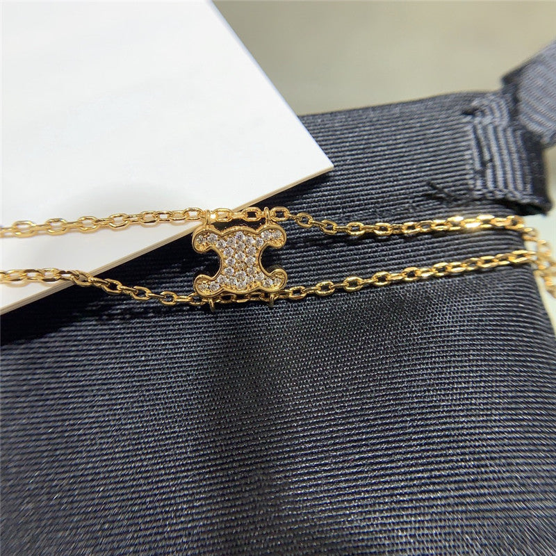 High Quality Luxury Celine Full Diamond Triumphal Arch Double Bracelet product detail