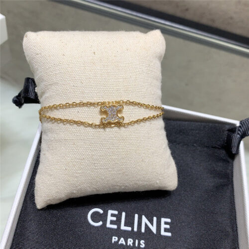 High Quality Luxury Celine Full Diamond Triumphal Arch Double Bracelet alternate view