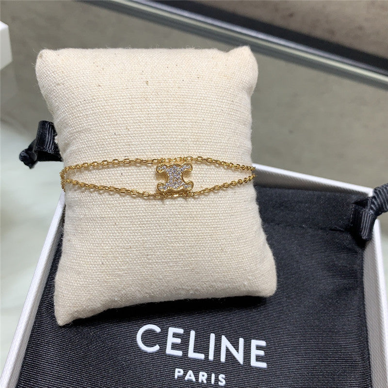 High Quality Luxury Celine Full Diamond Triumphal Arch Double Bracelet product detail