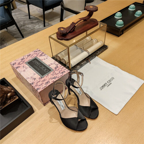 High Quality Luxury Jimmy Choo Handmade Satin Panel Peep-Toe Sandals – Style 30775 alternate view