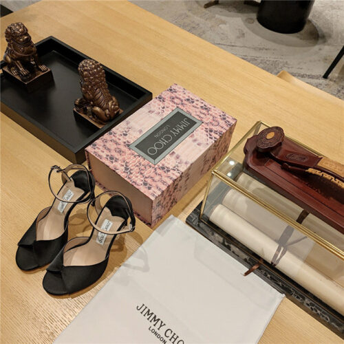 High Quality Luxury Jimmy Choo Handmade Satin Panel Peep-Toe Sandals – Style 30775 product detail