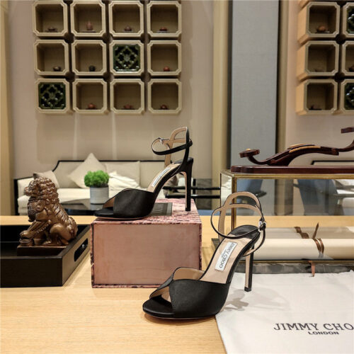 High Quality Luxury Jimmy Choo Handmade Satin Panel Peep-Toe Sandals – Style 30775 product detail