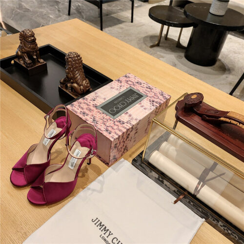 High Quality Luxury Jimmy Choo Handmade Satin Panel Peep-Toe Sandals product detail