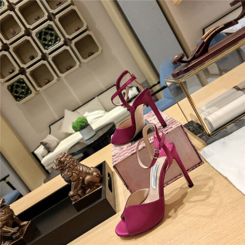 High Quality Luxury Jimmy Choo Handmade Satin Panel Peep-Toe Sandals product detail