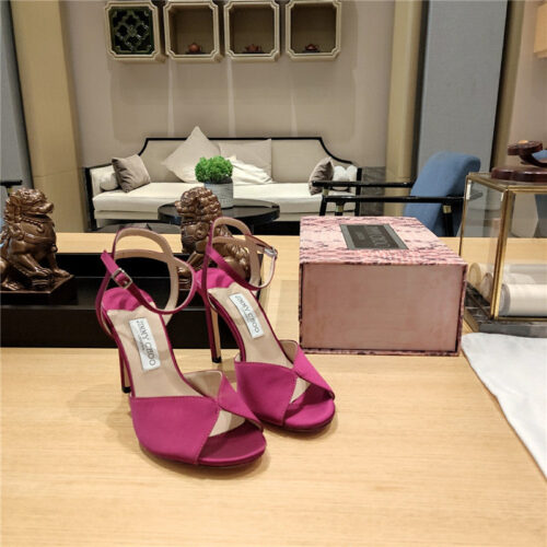 High Quality Luxury Jimmy Choo Handmade Satin Panel Peep-Toe Sandals product detail