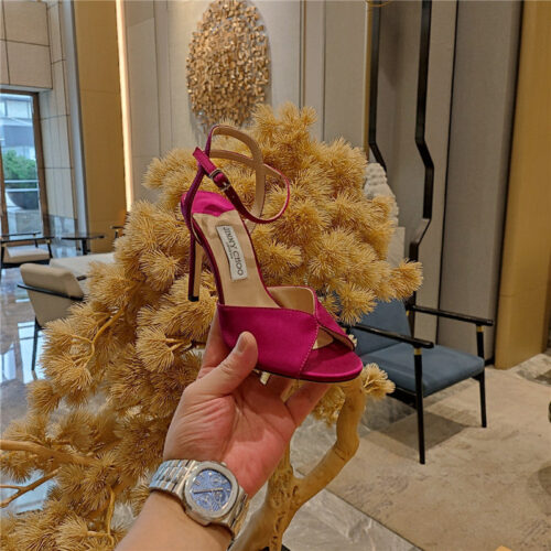 High Quality Luxury Jimmy Choo Handmade Satin Panel Peep-Toe Sandals product detail