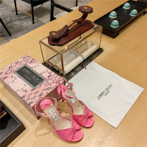 High Quality Luxury Jimmy Choo Handmade Satin Panel Peep-Toe Sandals – Style 46039 alternate view