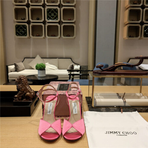High Quality Luxury Jimmy Choo Handmade Satin Panel Peep-Toe Sandals – Style 46039 product detail