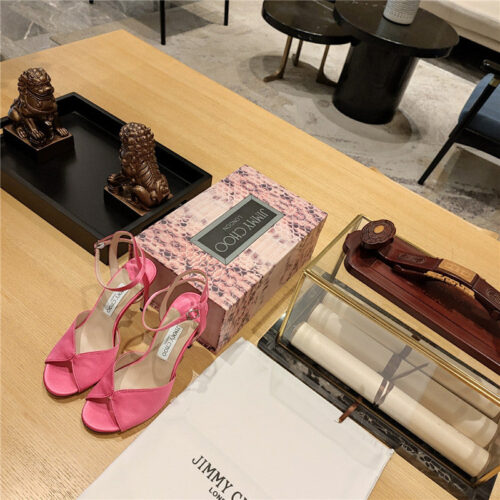 High Quality Luxury Jimmy Choo Handmade Satin Panel Peep-Toe Sandals – Style 46039 product detail