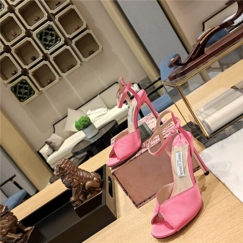 High Quality Luxury Jimmy Choo Handmade Satin Panel Peep-Toe Sandals – Style 46039 product detail