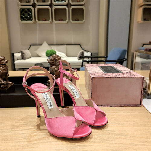 High Quality Luxury Jimmy Choo Handmade Satin Panel Peep-Toe Sandals – Style 46039 product detail