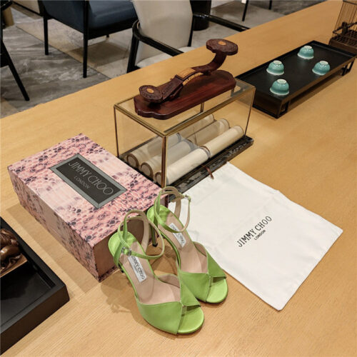 High Quality Luxury Jimmy Choo Handmade Satin Panel Peep-Toe Sandals – Style 62999 alternate view