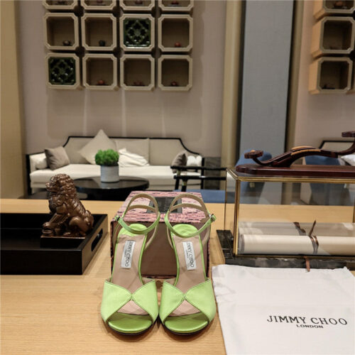 High Quality Luxury Jimmy Choo Handmade Satin Panel Peep-Toe Sandals – Style 62999 product detail