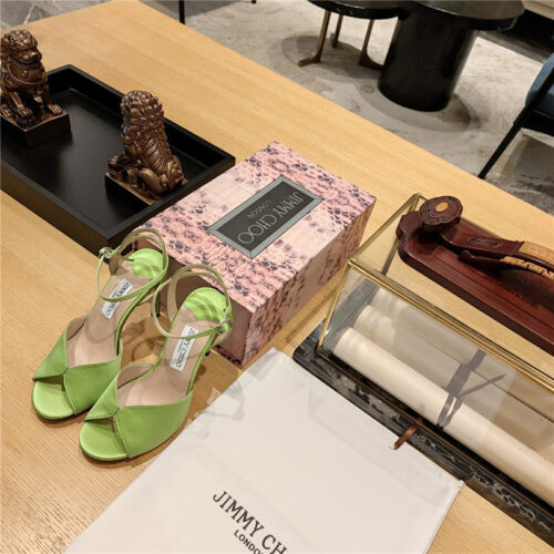 High Quality Luxury Jimmy Choo Handmade Satin Panel Peep-Toe Sandals – Style 62999 product detail