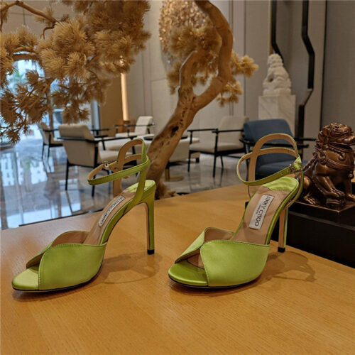 High Quality Luxury Jimmy Choo Handmade Satin Panel Peep-Toe Sandals – Style 62999