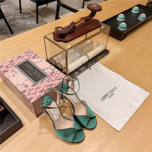 High Quality Luxury Jimmy Choo Handmade Satin Panel Peep-Toe Sandals – Style 12727 alternate view