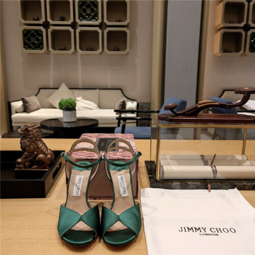 High Quality Luxury Jimmy Choo Handmade Satin Panel Peep-Toe Sandals – Style 12727 product detail