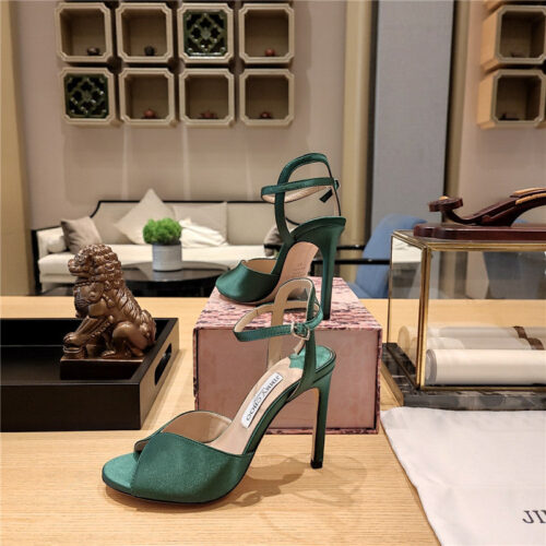 High Quality Luxury Jimmy Choo Handmade Satin Panel Peep-Toe Sandals – Style 12727 product detail