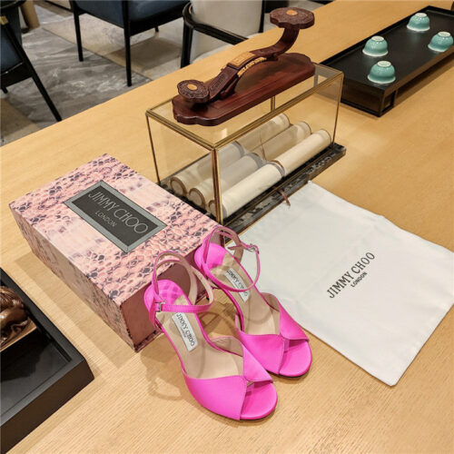 High Quality Luxury Jimmy Choo Handmade Satin Panel Peep-Toe Sandals – Style 95223 product detail