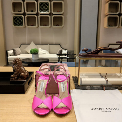 High Quality Luxury Jimmy Choo Handmade Satin Panel Peep-Toe Sandals – Style 95223 product detail