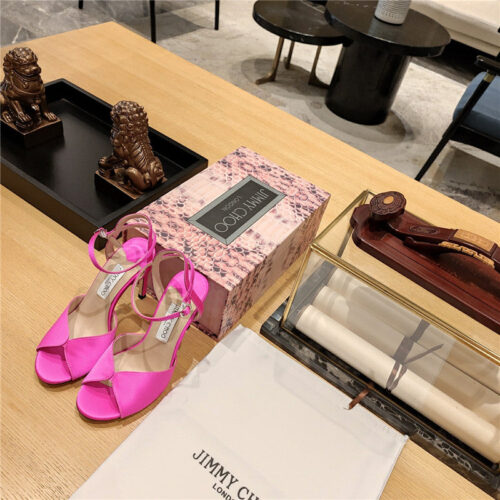 High Quality Luxury Jimmy Choo Handmade Satin Panel Peep-Toe Sandals – Style 95223 product detail
