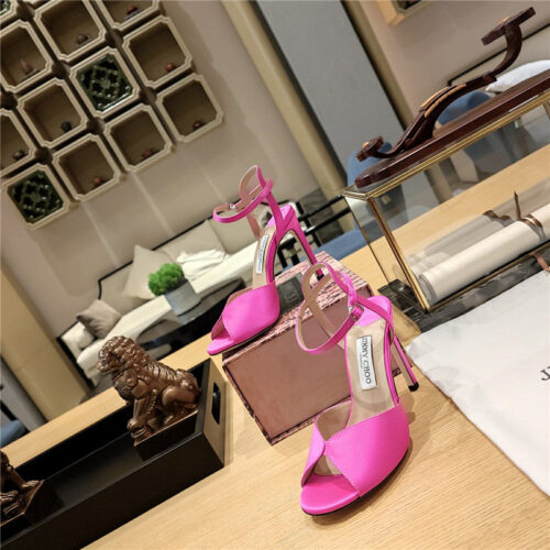 High Quality Luxury Jimmy Choo Handmade Satin Panel Peep-Toe Sandals – Style 95223 product detail