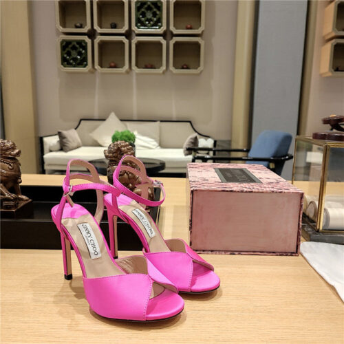 High Quality Luxury Jimmy Choo Handmade Satin Panel Peep-Toe Sandals – Style 95223 alternate view