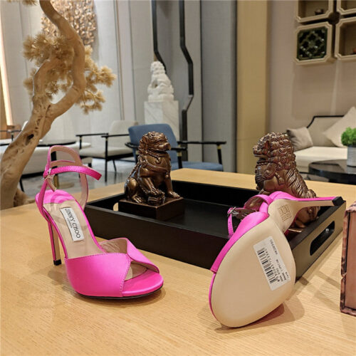 High Quality Luxury Jimmy Choo Handmade Satin Panel Peep-Toe Sandals – Style 95223 product detail