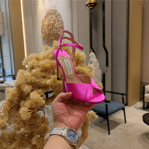 High Quality Luxury Jimmy Choo Handmade Satin Panel Peep-Toe Sandals – Style 95223 product detail