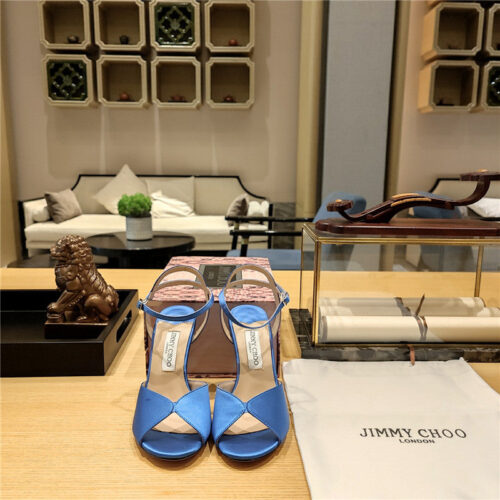 High Quality Luxury Jimmy Choo Handmade Satin Panel Peep-Toe Sandals – Style 79415 product detail