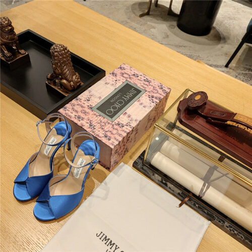 High Quality Luxury Jimmy Choo Handmade Satin Panel Peep-Toe Sandals – Style 79415 product detail