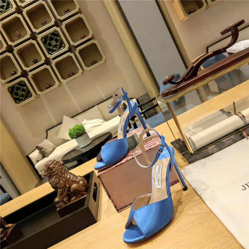 High Quality Luxury Jimmy Choo Handmade Satin Panel Peep-Toe Sandals – Style 79415 product detail