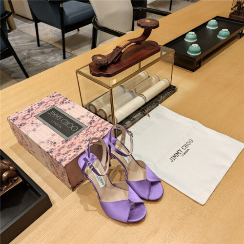 High Quality Luxury Jimmy Choo Handmade Satin Panel Peep-Toe Sandals – Style 60215 product detail