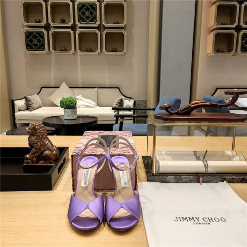 High Quality Luxury Jimmy Choo Handmade Satin Panel Peep-Toe Sandals – Style 60215 product detail