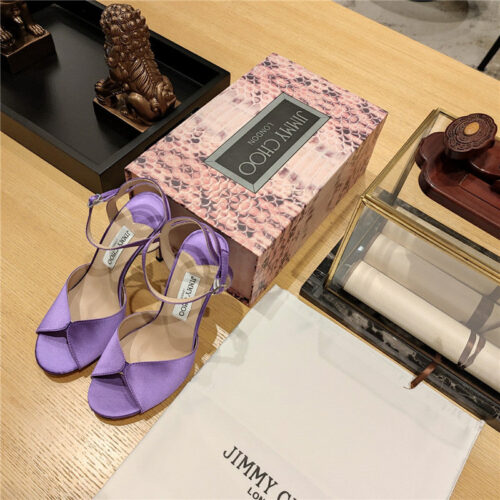 High Quality Luxury Jimmy Choo Handmade Satin Panel Peep-Toe Sandals – Style 60215 product detail