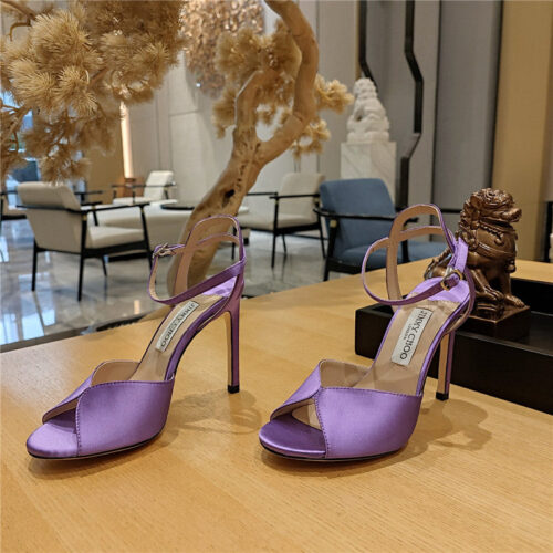 High Quality Luxury Jimmy Choo Handmade Satin Panel Peep-Toe Sandals – Style 60215