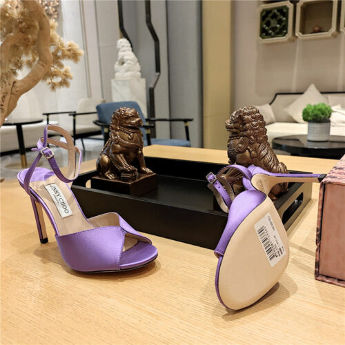 High Quality Luxury Jimmy Choo Handmade Satin Panel Peep-Toe Sandals – Style 60215 product detail